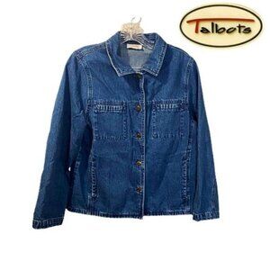 Talbots Casual Denim Jackets for‎ Women Basic Long Sleeve Button Downs Jean coat